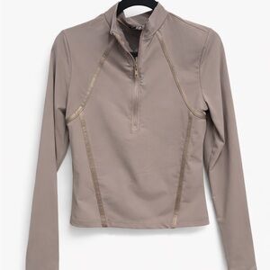 JLUXLABEL Taupe Zip Mock Neck Long Sleeve jacket top • Size L